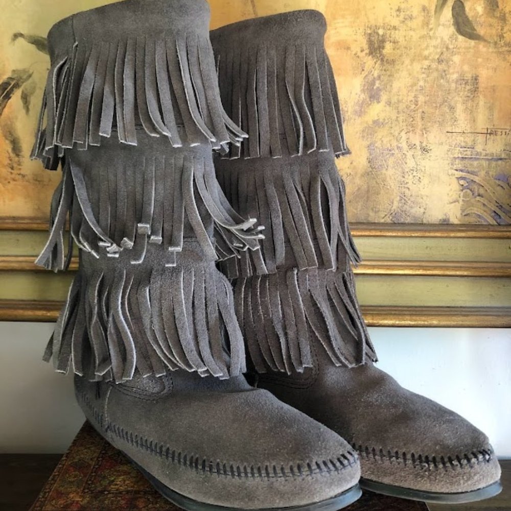 Minnetonka Calf 3-Layer Fringe Boot - image 1